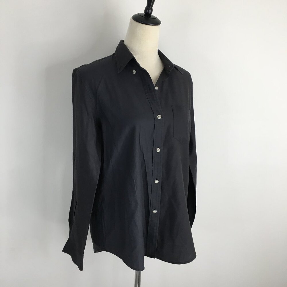 Vintage DVF DIANE VON FURSTENBERG Long Sleeve Mixed Gray Charcoal Button Shirt